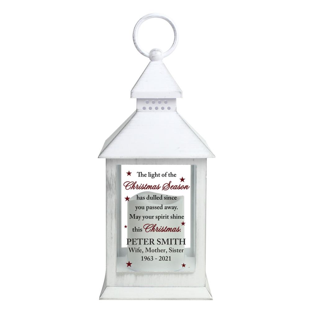 Personalised Christmas Season Memorial White Lantern £15.29